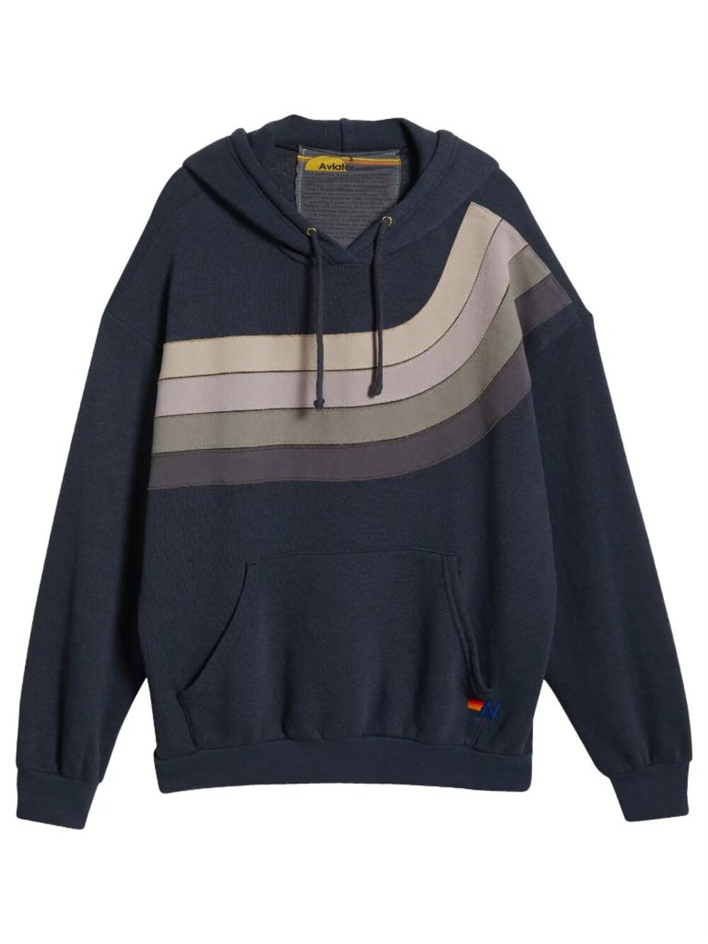 AVIATOR NATION Wave Stripe 4 Hoodie Pullover: Charcoal UNISEX LARGE